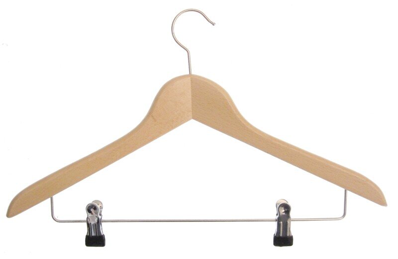 Kleiderbügel aus Holz,  Deltabügel, starke Ausführung, mit Metallsteg