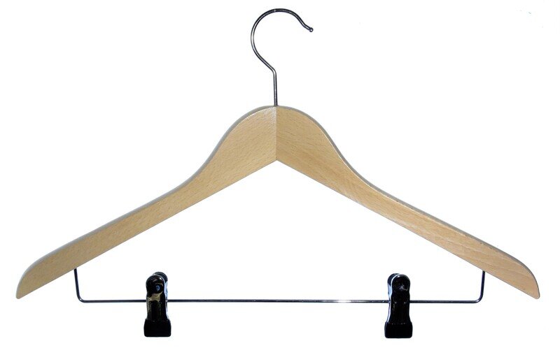 Kleiderbügel aus Holz, Deltabügel, leichte Ausführung, Metallsteg 