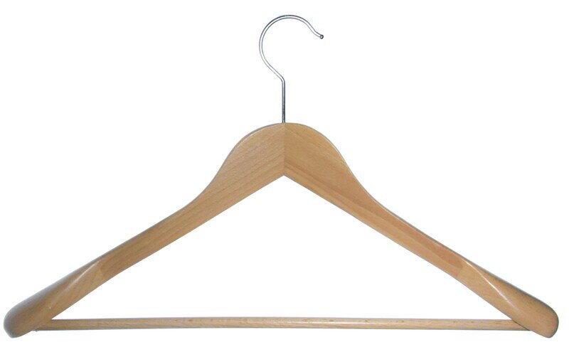 Kleiderbügel aus Holz, Mantelbügel, 44 cm länge mit Steg