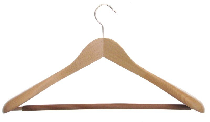 Kleiderbügel aus Holz, Mantelbügel, 44 cm länge mit rutschfestem Hosensteg1