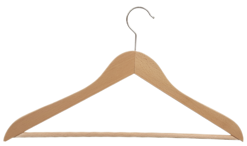 Kleiderbügel aus Holz,  Deltabügel, gewinkelt Ausführung, gerilltem Steg
