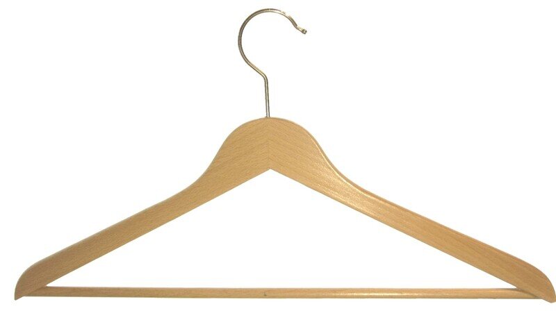 Kleiderbügel aus Holz, Deltabügel flach mit Steg 