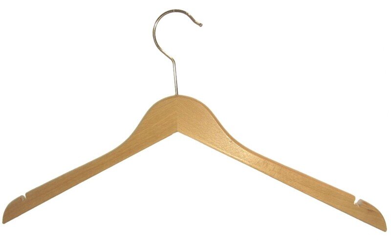 Kleiderbügel aus Holz, Deltabügel flach  und Kerben