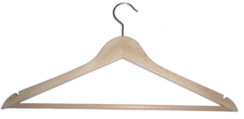 Kleiderbügel aus Holz, Deltabügel flach mit Steg und Kerben