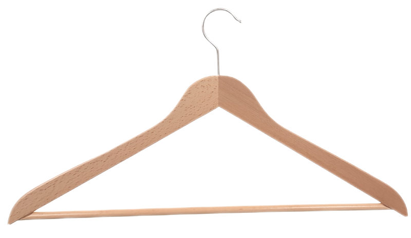 Kleiderbügel aus Holz, Deltabügel gewinkelt mit Steg 50 cm