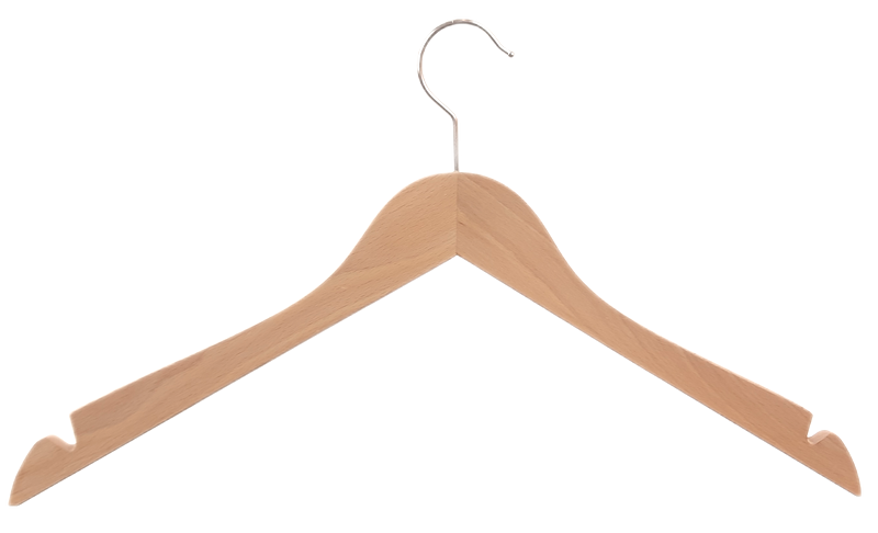 Kleiderbügel aus Holz, Deltabügel gewinkelt mit Kerben