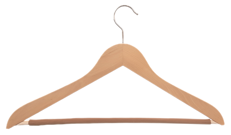 Kleiderbügel aus Holz, Deltabügel, gewinkelt  Ausführung mit gummiüberzogenem Steg1