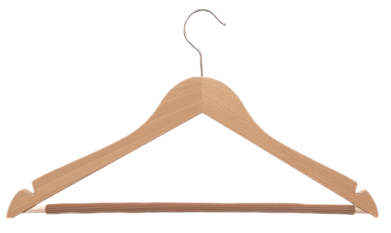 Kleiderbügel aus Holz, Deltabügel, gewinkelt  Ausführung, rutschfestem Steg und Kerben