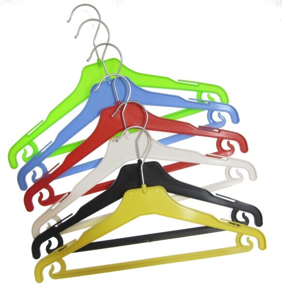 Kleiderbügel aus Kunststoff, mit Steg und Rockhaken 