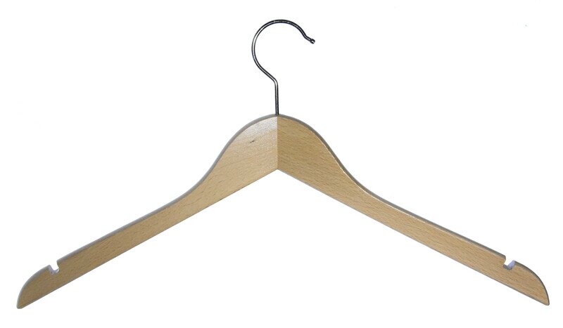 Kleiderbügel aus Holz, Deltabügel, leichte Ausführung mit Kerben