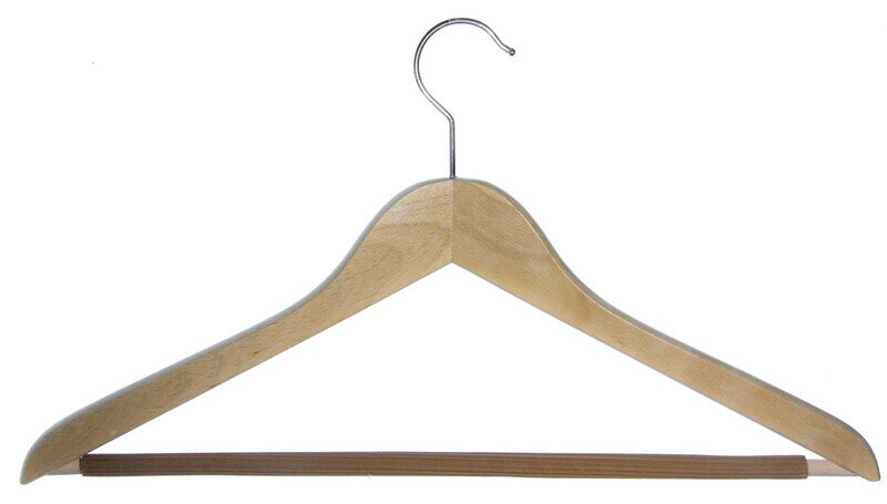Kleiderbügel aus Holz, Deltabügel, leichte Ausführung mit gummiüberzogenem Steg