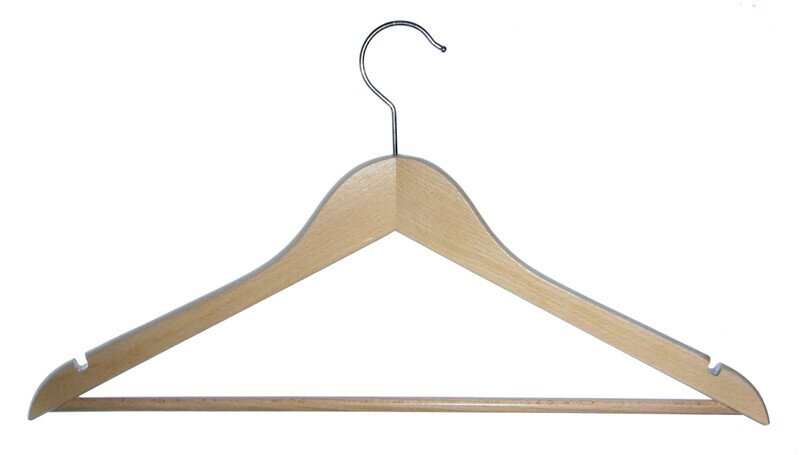 Kleiderbügel aus Holz, Deltabügel, leichte Ausführung, Steg und Kerben