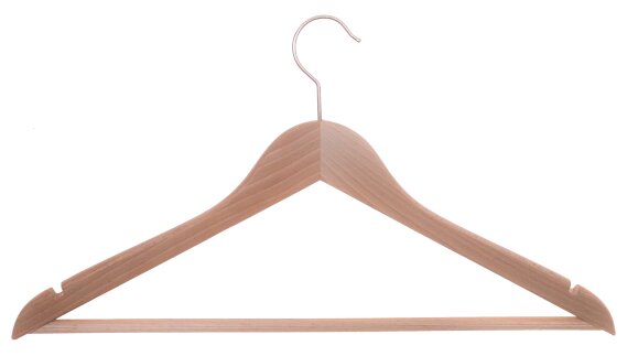 Kleiderbügel aus Holz,  Deltabügel, leichte Ausführung, gerilltem Steg und Kerben