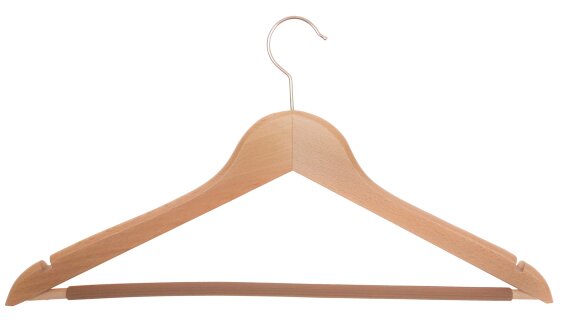 Kleiderbügel aus Holz,  Deltabügel, starke Ausführung, rutschfestem Steg und Kerben