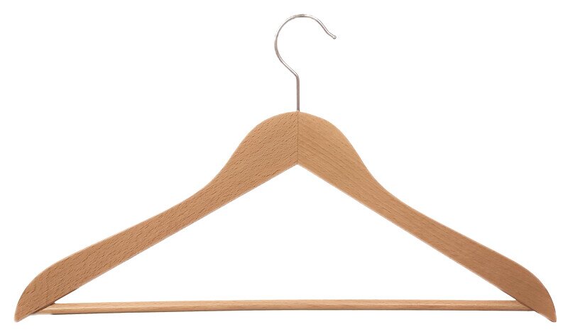 Kleiderbügel aus Holz, Deltabügel gewinkelt mit Steg