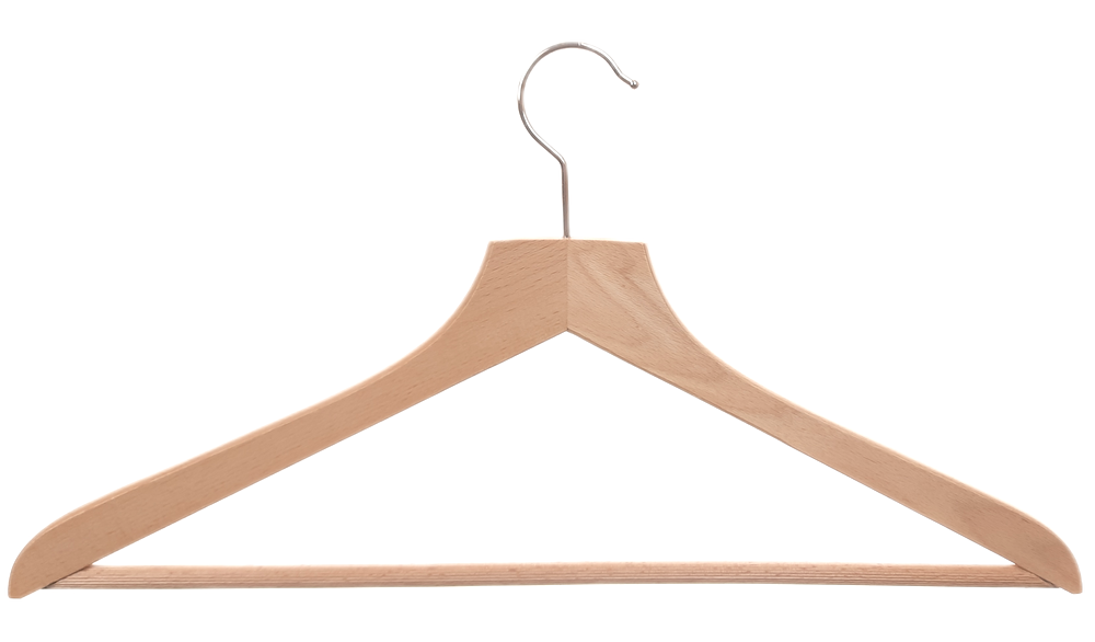 Kleiderbügel aus Holz,  Deltabügel, gerade Kopfform, gerilltem Steg