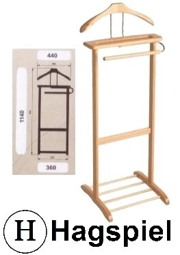 Herrendiener, Kleiderständer aus Buchenholz natur lackiert Hektor